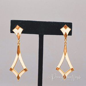 Vintage White Triangle Teardrop Dangle Earrings